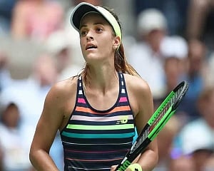 Gibbs, who beat cancer this year, loses to Halep at US Open