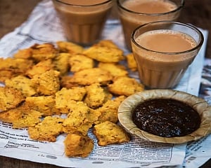 Lentils and pakodas