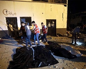 Migrants still detained at site of deadly Libyan air strike