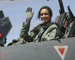 P.V. Sindhu flies in HAL's Tejas in Bengaluru