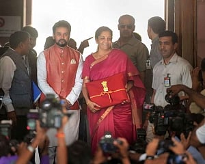 Sitharaman discards briefcase, carries 'bahi-khata'