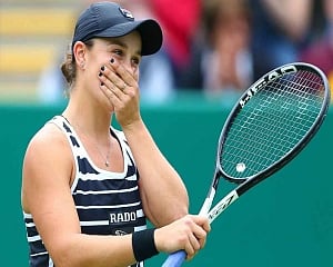 Barty comforted by baby after shock Australian Open loss