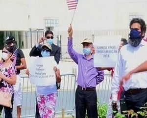 Indian-Americans hold protest in front of China's embassy in Washington