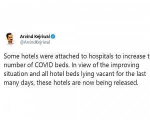 Kejriwal announces delinking of hotels from hospitals as Delhi's  COVID-19 situation improves