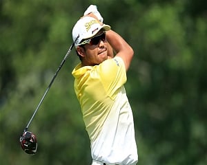 Matsuyama leads on long birdie to end tough day at Olympia