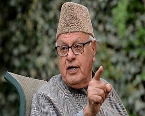 NC chief Farooq Abdullah meets his son Omar Abdullah in sub-jail in Srinagar