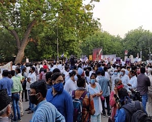 Protest held at Jantar Mantar against Hathras gangrape & murder case