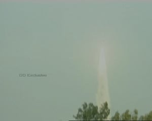 PSLV-C50 carrying communication satellite CMS-01 lifts off