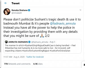 Renuka Shahane to Amruta Fadnavis: Don't politicise Sushant's death