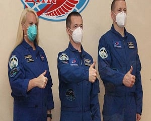 Russian-US trio of astronauts launches to the ISS