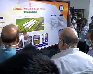 Shah, Rajnath visit newly-created 1,000-bed COVID-19 hospital