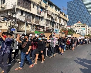 Week after military coup, protests swell rapidly in Myanmar
