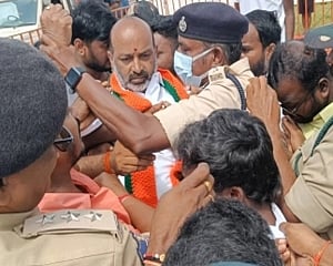 BJP Telangana president arrested amid protests over TRS leader's role in Delhi liquor scam
