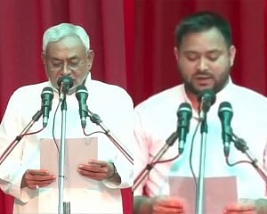 Nitish takes oath as Bihar CM, Tejashwi as his deputy
