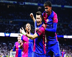 Lewandowski and Yamal spoil MbappÃ©'s first clasico as Barcelona routs Real Madrid 4-0