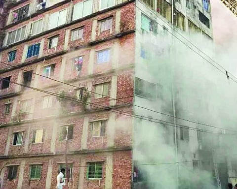 Fire breaks out in 12-storey building in Dhaka