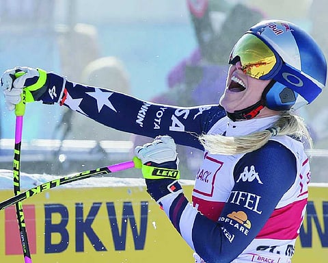 Lindsey Vonn runner-up day after becoming oldest World Cup winner