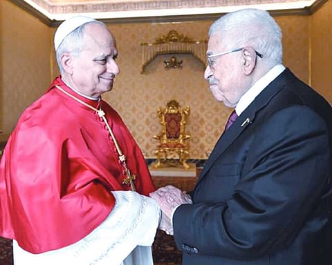 Pope Leo meets Palestinian President Abbas