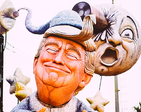 Trump trots, twirls, trances