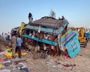 5 killed, 35 injured as bus carrying pilgrims falls into gorge in Gujarat