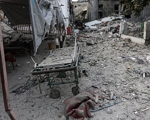 Israeli airstrike hits hospital entrance in Gaza, wounding 10 medics, patients