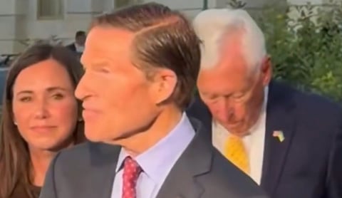 **Caption:**  US Senator Richard Blumenthal addressing the media. (Source: X/@MattooShashank)