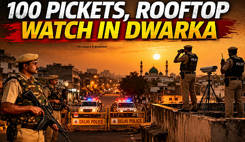 100 pickets, rooftop watch in Dwarka