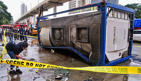 2 Killed after chemical tanker overturns and crushes autorickshaw in Thane