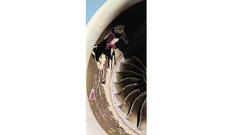 AI plane ingests baggage container in fog