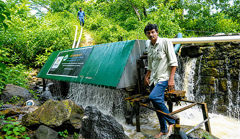File photo: Pampana Srinivas with his hydro lift device. (PTI Photo)