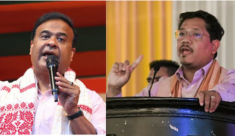 Meghalaya Chief Minister Conrad K Sangma and Assam Chief Minister Himanta Biswa Sarma