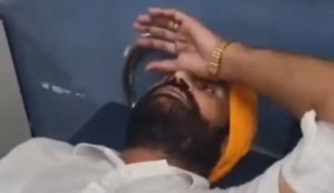 File photo: Punjab Police assistant sub-inspector Sukhchain Singh receives medical treatment, CHANDIGARH. (PTI Photo)