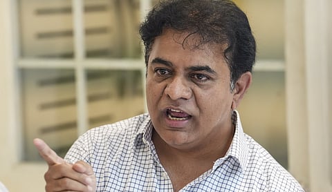 File photo: BRS working president and former Telangana minister K T Rama Rao, HYDERABAD. (PTI Photo)
