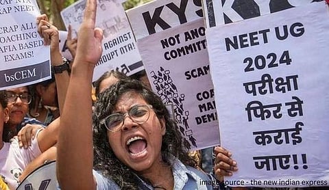 File photo: Students during a protest over the NEET examination, NEW DELHI. (PTI Photo)