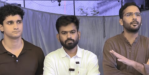 Cockroach Janta Party leaders Abhijeet Dipke, Saurav Das and Ashutosh Ranka. PTI image.
