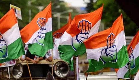 Representational image: Congress party flags. (PTI Photo)