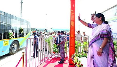 Delhi CM launches ATS, flags off 50 e-buses