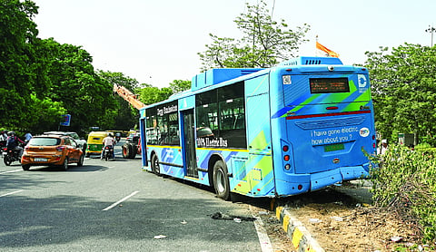DTC bus climbs divider after brake failure