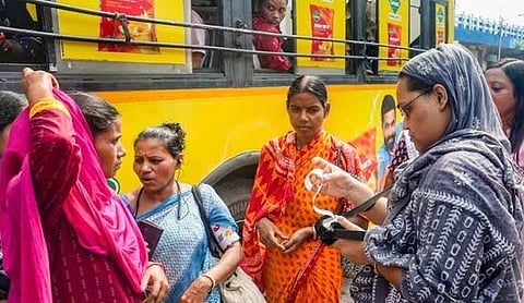 Representational image: Women near a bus. (PTI Photo)