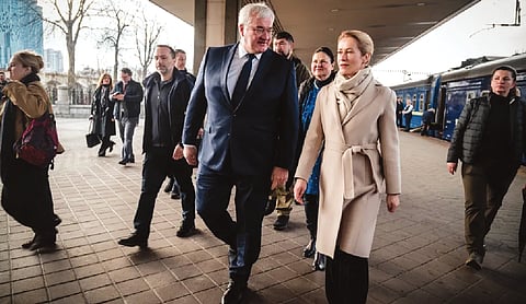 European diplomats steer attention to Ukraine with visit on Russian atrocities anniversary