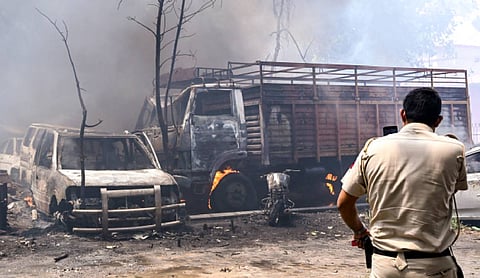 Fire destroys case property vehicles in New Ashok Nagar Police Station Malkhana