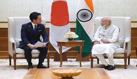 PM Modi with Japanese Defence Minister Shinjiro Koizumi during their meeting in New Delhi on Thursday, August 20, 2026. Image source: X (@narendramodi)