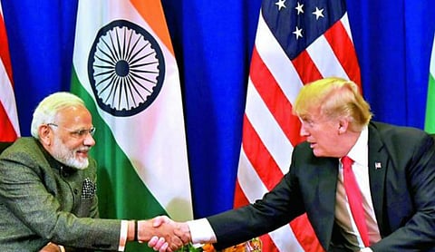 Indian Prime Minister Narendra Modi and US President Donald Trump. 