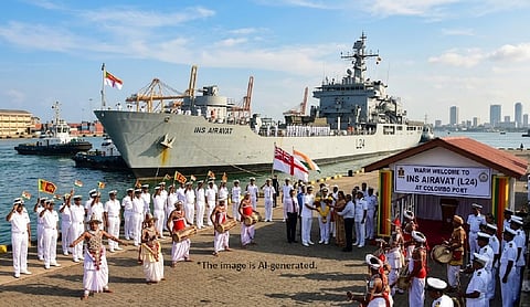 INS Airavat gets warm welcome at Colombo Port