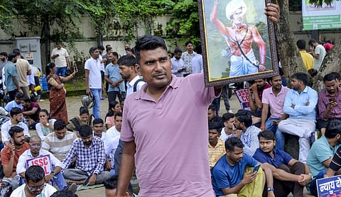 Representational image: Successful candidates of recruitment examinations cancelled by the Jharkhand government stage a protest in Ranchi. (PTI Photo)