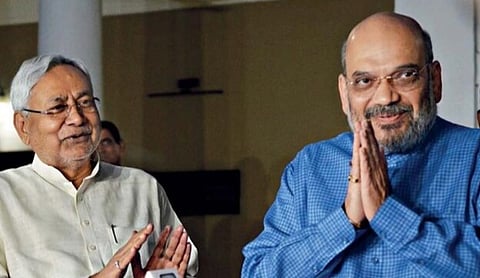 Home Minister Amit Shah and JD(U) chief Nitish Kumar. PTI image