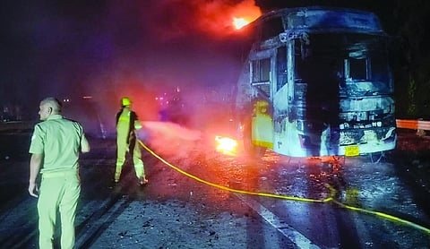 Nine die as bus catches fire on Yamuna Expressway