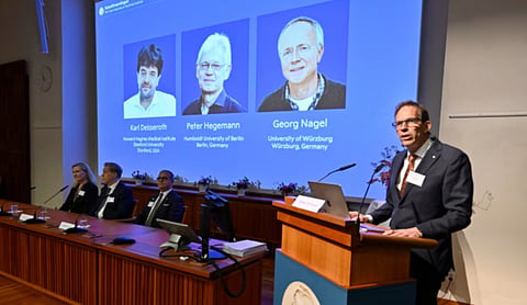 Karl Deisseroth, Peter Hegemann and Georg Nagel win the 2026 Nobel Medicine Prize for research into brain activity and optogenetics. Image source: X