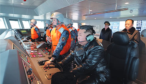 North Korean leader Kim inspects new warship
