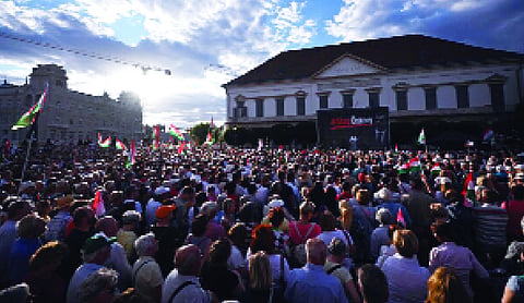 Orban allies protest in Hungary against plans to oust President Tamas Sulyok